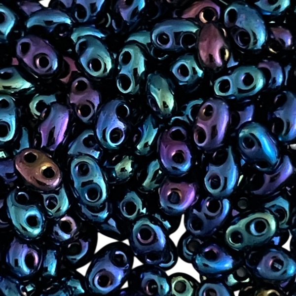 Perles Twin 2.5*5mm blue iris x25gr